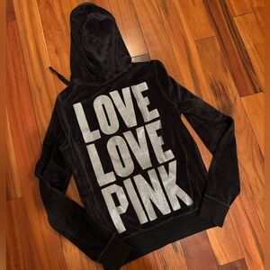 Y2K Victoria's Secret PINK Black Hoodie